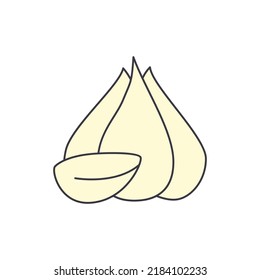 Garlic icon in color, isolated on white background 