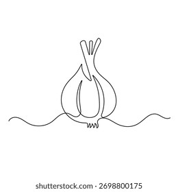 Knoblauch Symbol durchgehende einzeilige Zeichnung Umriss Vektorgrafik 