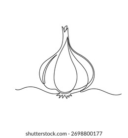 Ícone de alho contínuo uma linha desenho contorno vetor ilustração 