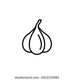 Garlic icon designed in a line style on white background.