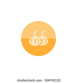 Garlic icon in flat color circle style. Food ingredient cooking organic