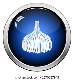 Garlic  icon. Glossy Button Design. Vector Illustration.