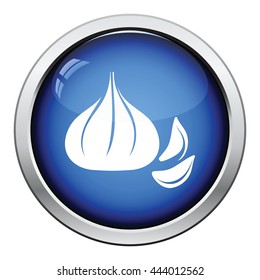 Garlic  icon. Glossy button design. Vector illustration.