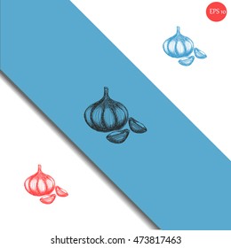 Garlic icon. Hand draw garlic