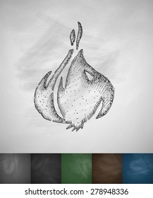 garlic icon. Hand drawn vector illustration. Chalkboard Design
