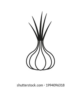 Garlic icon. Line style. Vector.