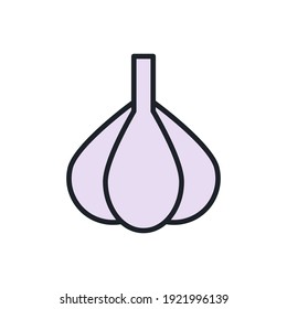 Garlic icon. Linear color icon, contour, shape, outline isolated on white. Thin line. Modern design. Vector illustrations of vegetables.