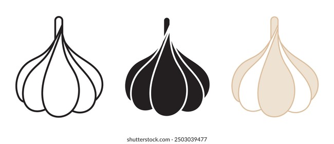 garlic icon logo vector outline black flat design 