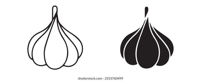 Garlic icon logo vector outline black flat design. Vector illustration. Eps 10