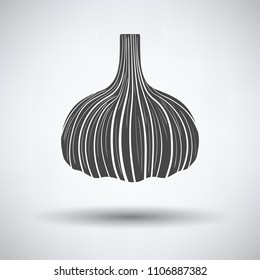 Garlic  icon on gray background, round shadow. Vector illustration.