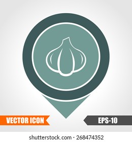 Garlic Icon On Map Pointer. Eps.-10.