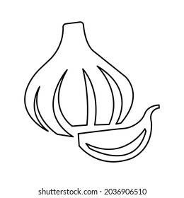 icono de ajo en fondo blanco, ilustración vectorial
