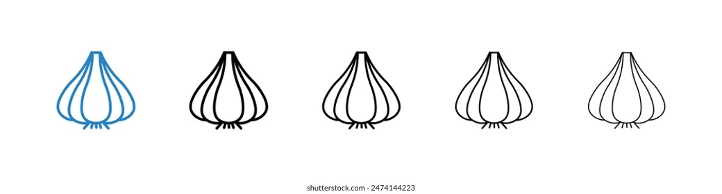 Conjunto de iconos de ajo. Símbolo de Vector de bulbo de ajo. Signo de ajo simple.