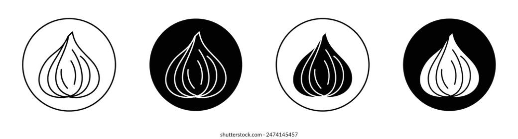 Garlic icon set. Garlic clove vector symbol. Simple garlic icon.