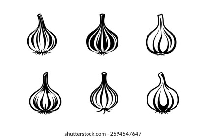 Garlic icon set isolated on white background