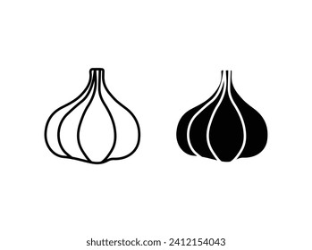 Juego de iconos de ajo. ilustración vectorial