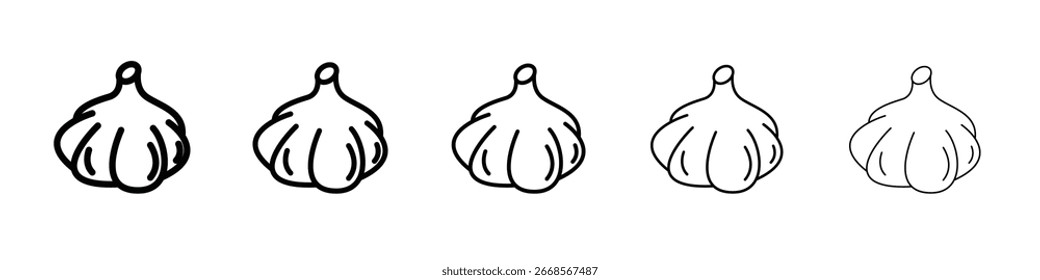 Knoblauch Symbol Konzept für Web-Design.einfache Linie Vektorsymbol. Logo-Illustration