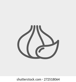 Garlic icon thin line for web and mobile, modern minimalistic flat design. Vector dark grey icon on light grey background.