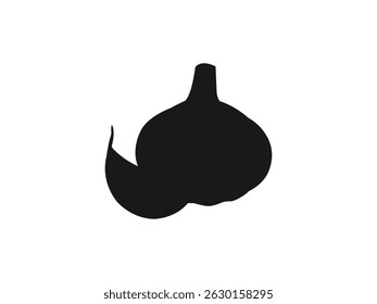 Ícone de alho, ilustração vetorial. Ícone de silhueta de cebola modelo de ilustração para muitos propósitos. Projeto de ilustração vetor silhueta de alho preto sobre fundo branco.