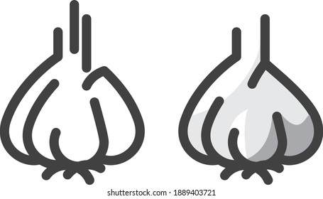 Garlic icon, vector line illustration	