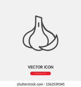 Garlic icon vector. Garlic symbol. Linear style sign for mobile concept and web design. Garlic symbol illustration. Pixel vector graphics - Vector.