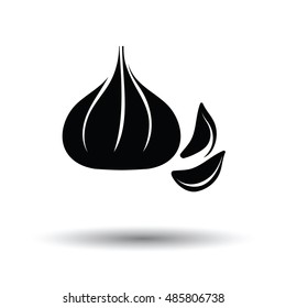 Garlic  icon. White background with shadow design. Vector illustration.