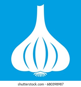 Garlic icon white isolated on blue background vector illustration