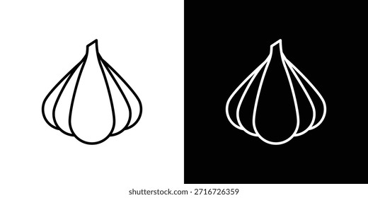 Knoblauchsymbole schwarz-weißer Vektor, Linie Symbol gesetzt.