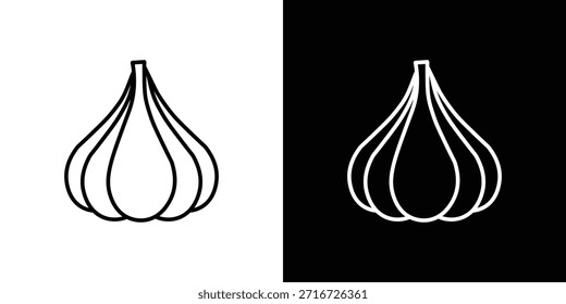 Knoblauchsymbole schwarz-weißer Vektor, Linie Symbol gesetzt.