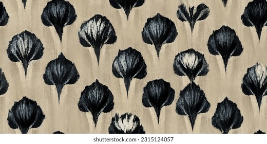  El garlic ikat tribal boho ata los colores de la mueca flor papel de pared sin costura. Motif étnica hecha a mano bello arte Ikat. Arte de fondo étnico abstracto floral rosa. 