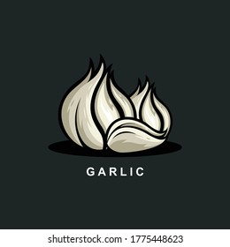 Garlic illustration vector isolated black background