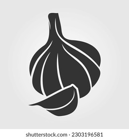 Garlic isolated on dark background. Vector illustration