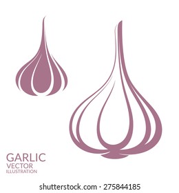Garlic. Isolated vegetables on white background. Vector illustration