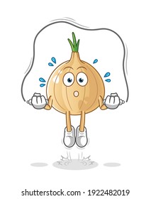 garlic jump rope exercise illustration. character vector