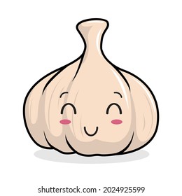 garlic kawaii cartoon mascot illustrations