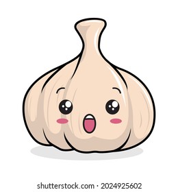 garlic kawaii cartoon mascot illustrations