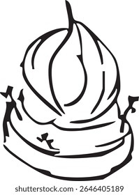 Alho Linha Arte, Esboço de mão de um bulbo de alho, Desenho de comida orgânica