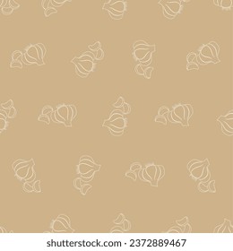 Garlic line art seamless pattern. Suitable for backgrounds, wallpapers, fabrics, textiles, wrapping papers, printed materials, and many more.