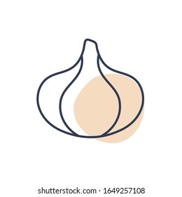 garlic line color style icon design, Vegetable organic food healthy fresh natural and market theme Vector illustration