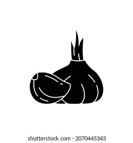 Knoblauch с farbige Linie Symbol. Ätherische Öle Früchte Samen. Piktogramm für Webseiten, mobile App, Promo. UI UX GUI Design Element. Bearbeitbarer Strich.