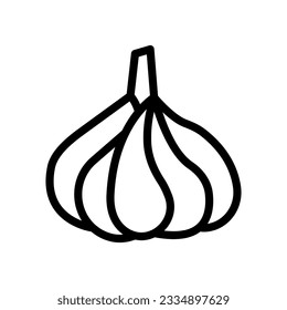 gráfico vectorial de ilustración de icono de línea de ajo. Ilustración de elemento simple gráfico vectorial, adecuado para aplicaciones, sitios web y presentaciones aisladas en fondo blanco