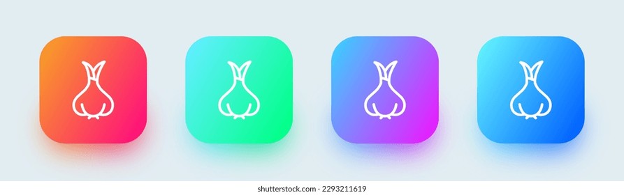 Garlic line icon in square gradient colors. Ingredient signs vector illustration.