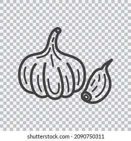 Garlic line icon. Vector isolated on transparent background.