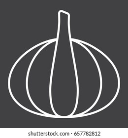 Garlic line icon, vegetable and diet, vector graphics, a linear pattern on a black background, eps 10.