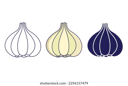 Garlic line and solid illustration icon