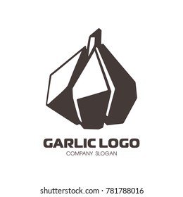 Garlic logo in flat style. Isolated object. Garlic icon. Vegetable from the garden. Organic food. Vector illustration.