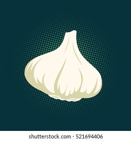 Garlic logo in flat style. Vegetable from the garden. Organic food. Vector illustration.