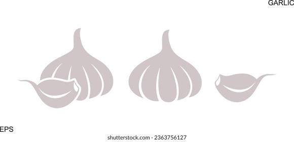Knoblauchlogo. Einziger Knoblauch auf weißem Hintergrund