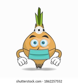 The Garlic mascot character becomes a doctor. vector illustration