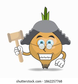 The Garlic mascot character becomes a judge. vector illustration